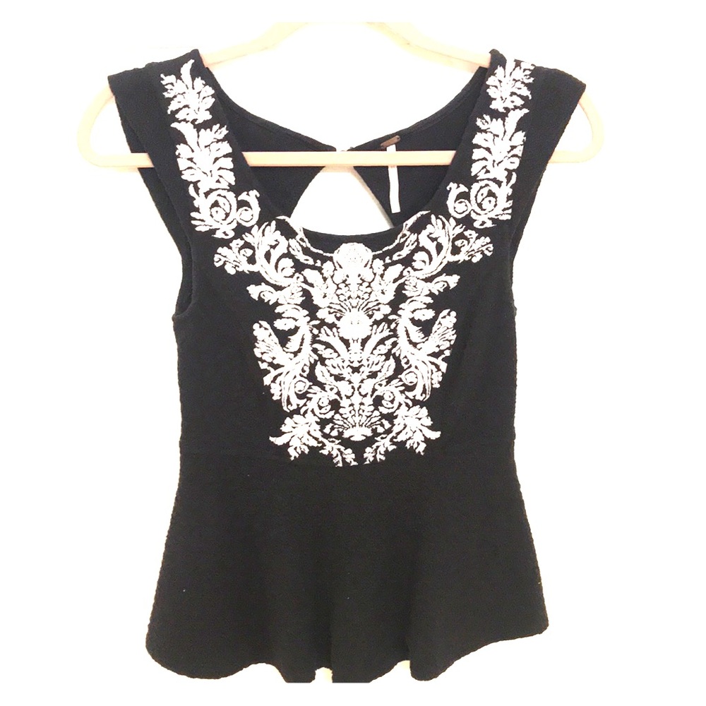 Black patterned peplum